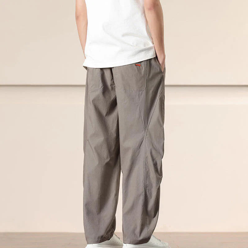 Buddha Stones Commute Spring Solid Color Drawstring Men's Harem Pants With Pockets