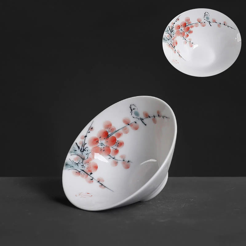 Buddha Stones Vintage Plum Orchid Bamboo Chrysanthemum Lotus Koi Fish Ceramic Teacup Kung Fu Tea Cups