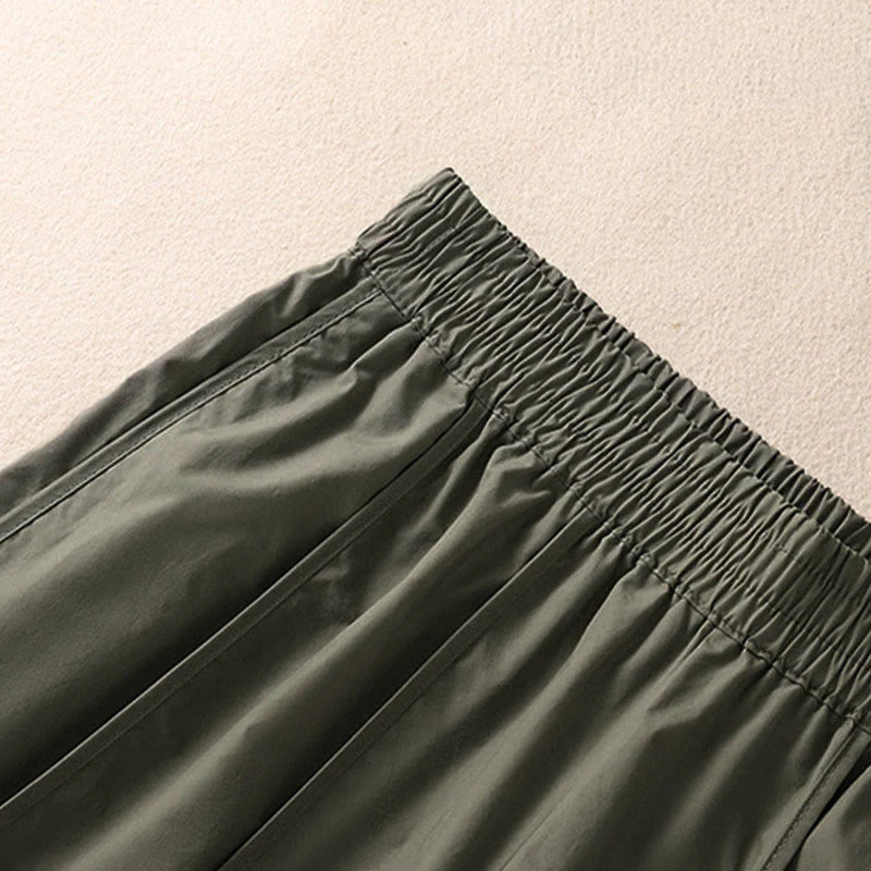 Buddha Stones Summer Simple Pure Color High Waisted Pleated Women's Harem Pants With Pockets