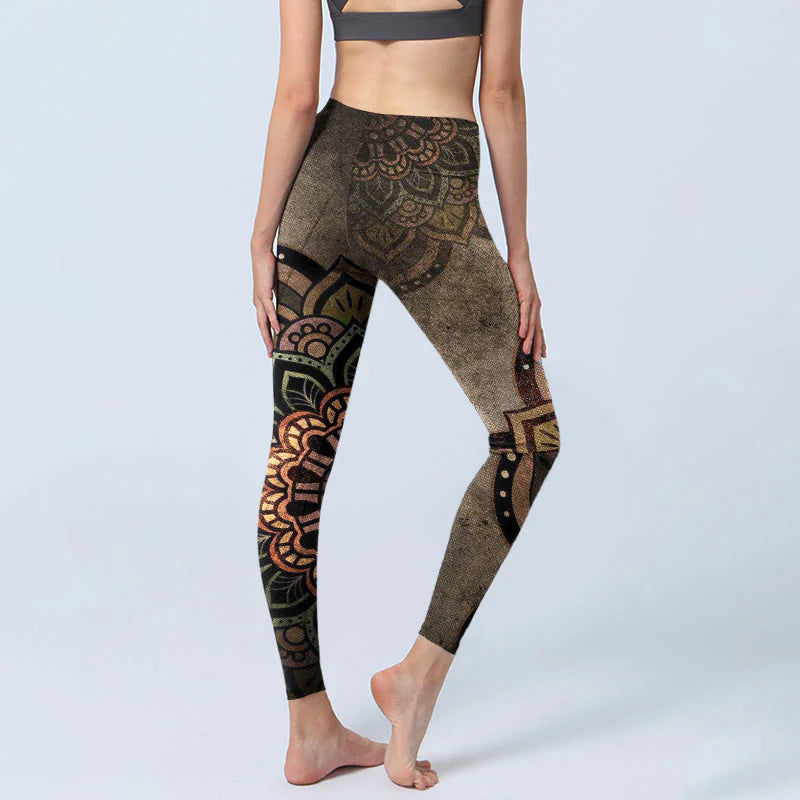Buddha Stones Mandala Print Design Gym Leggings Women's Yoga Pants