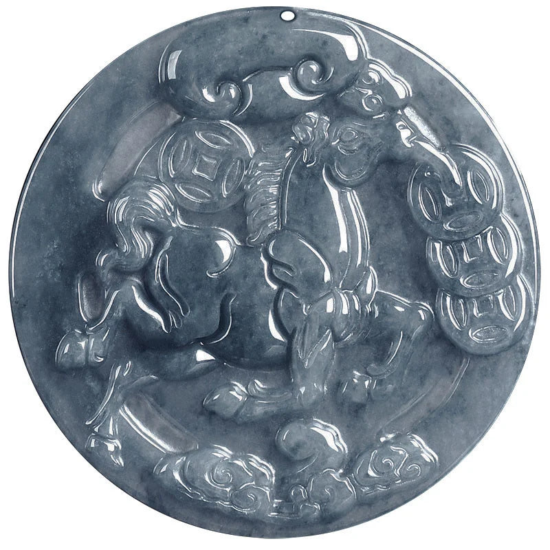 Buddha Stones Year Of The Horse Jade Prosperity Abundance Necklace Pendants