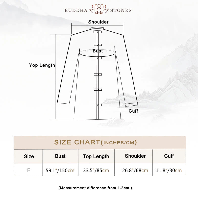 Buddha Stones Plain Frog-Button Design Shirt Zen Tai Chi Meditation Top Clothing Cotton Linen Jacket