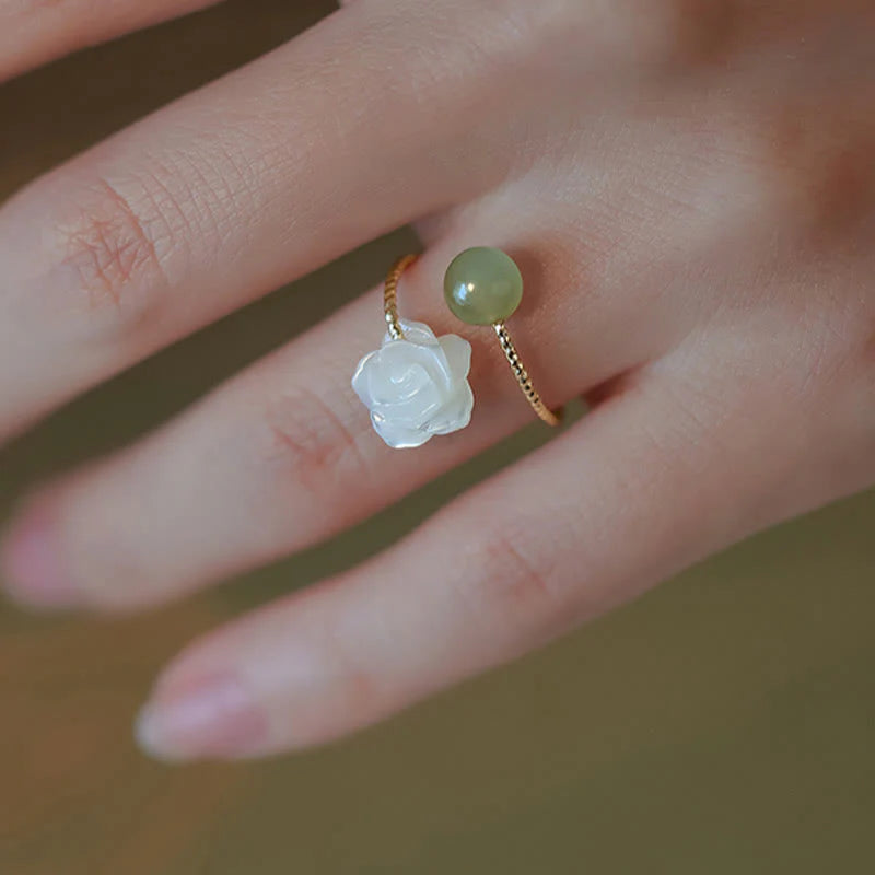 FREE Today: The Lucky Rose Flower Jade Tridacna Ring