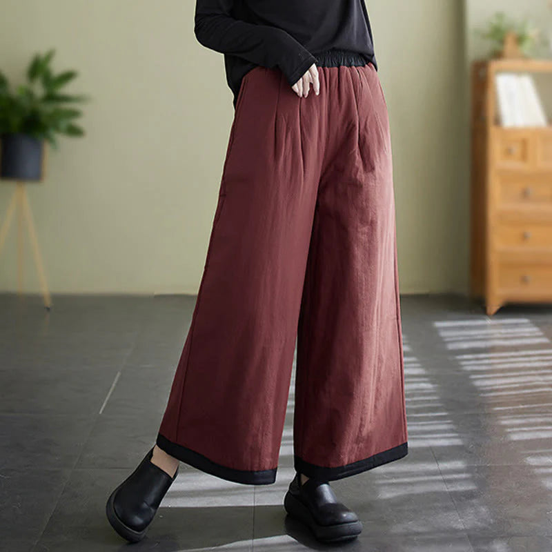 Buddha Stones Casual Plain Women's Wide Leg Pants With Pockets