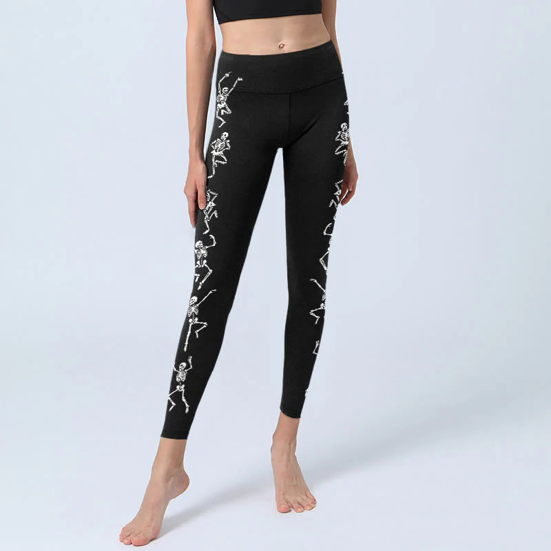 Buddha Stones The Lord Of The Corpse Forest  Skull Pattern Gym Leggings Women's Yoga Pants