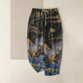 Buddha Stones Pure Cotton Flower Petal Pattern Women's Elastic Waist Pants With Pockets