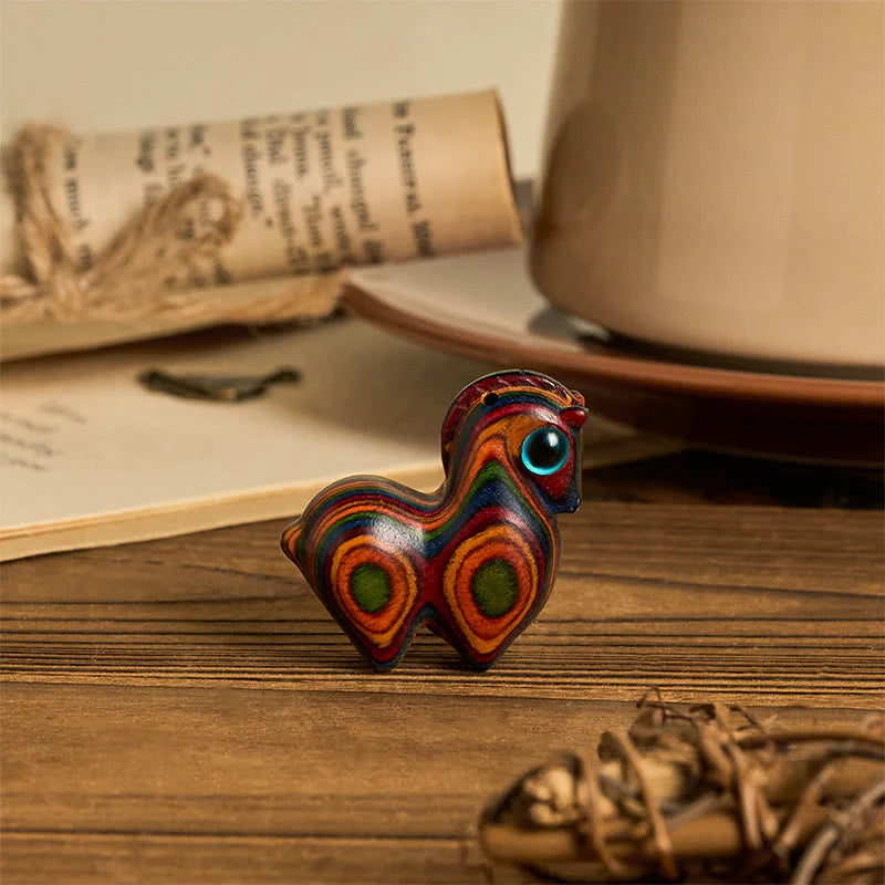 Buddha Stones Year Of The Horse Carved Tang Horse Rainbow Eucalyptus Creativity Desk Decoration