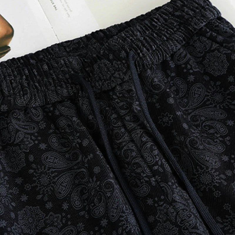 Buddha Stones Casual Floral Pattern Polyester Women's Wide Leg Pants With Pockets