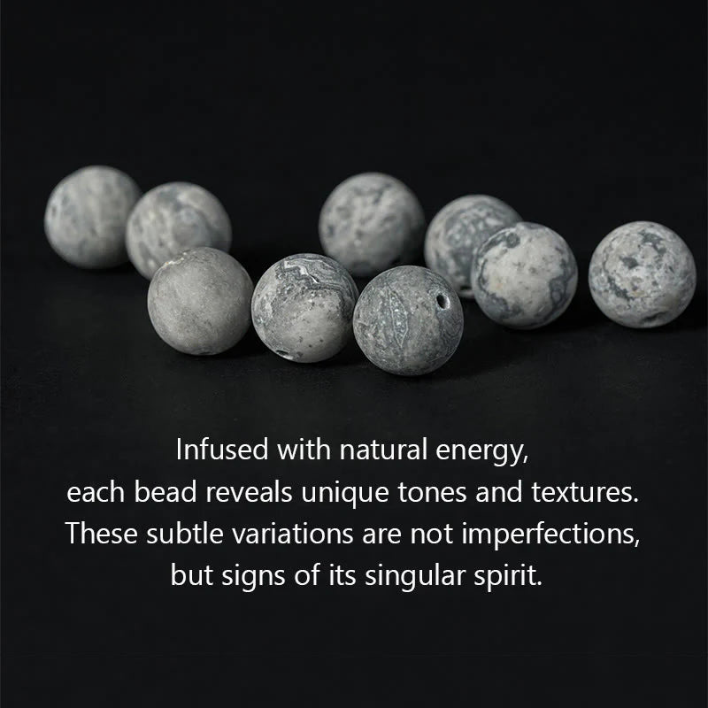 Buddha Stones Natural Grey Jasper Kambamba Jasper Tiger Eye Om Mani Padme Hum Protection Bracelet