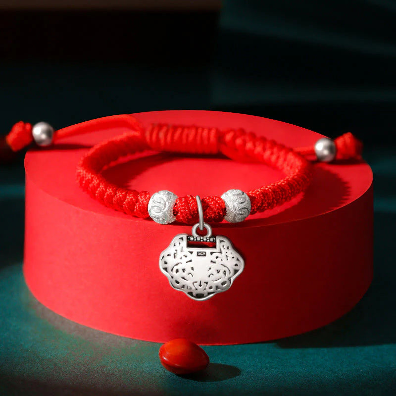 Buddha Stones 925 Sterling Silver Chinese Lock Charm Multicolored Red String Protection Handmade Braided Kids Bracelet (Extra 35% Off | USE CODE: FS35)
