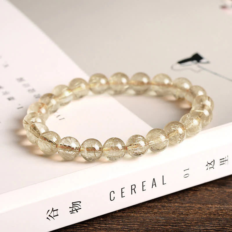 Buddha Stones Natural Golden Rutilated Quartz Auspiciousness Protection Bracelet