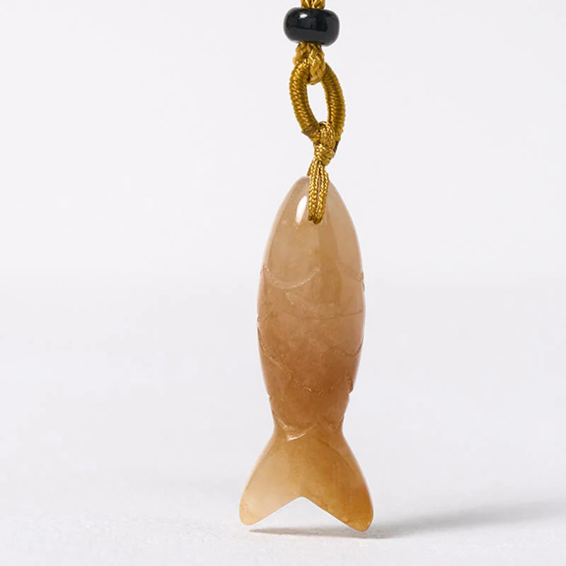 Buddha Stones Carving Koi Fish Pink Crystal Indian Agate Amethyst Warmth Prosperity Necklace Pendant