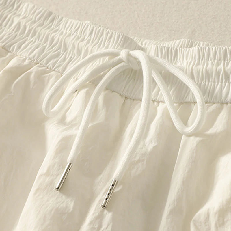 Buddha Stones Summer Vintage Plain Drawstring Cuffed Women's Pants With Pockets