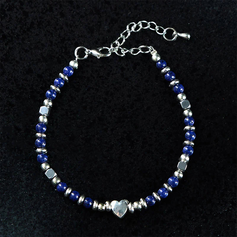Buddha Stones Natural Stone Amazonite Amethyst Lazurite Rose Quartz Heart Positive Balance Bracelet