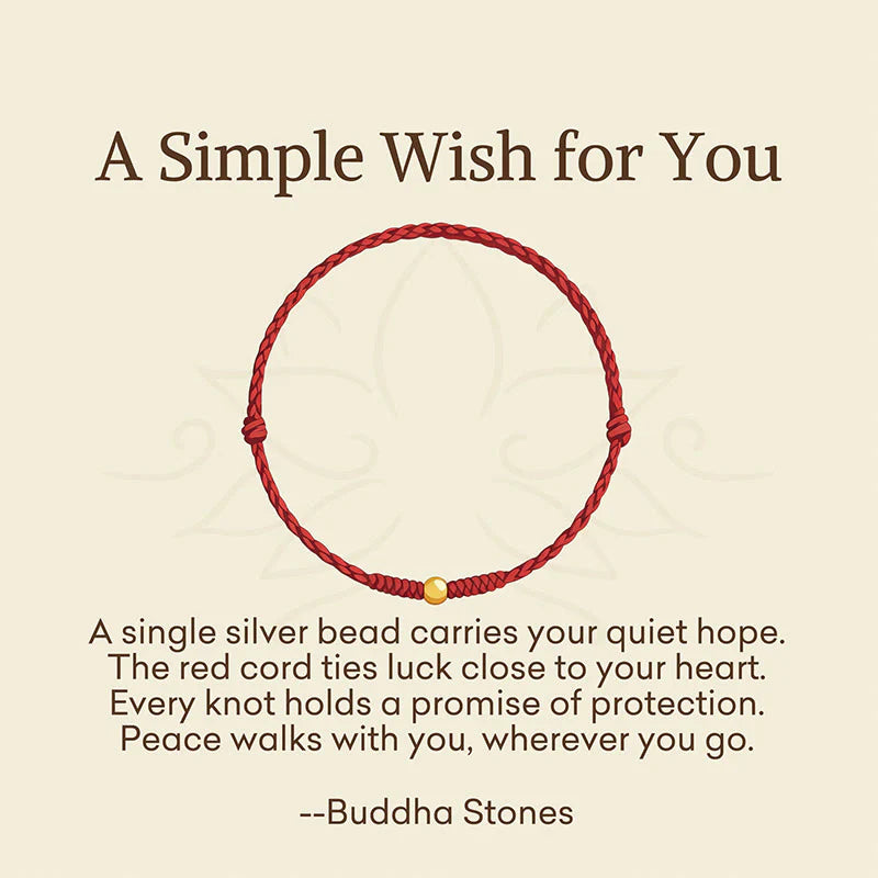 Buddha Stones A Simple Wish for You 925 Sterling Silver Plated Gold Single Bead Red Rope Bracelet Anklet Includes Gift Message Card
