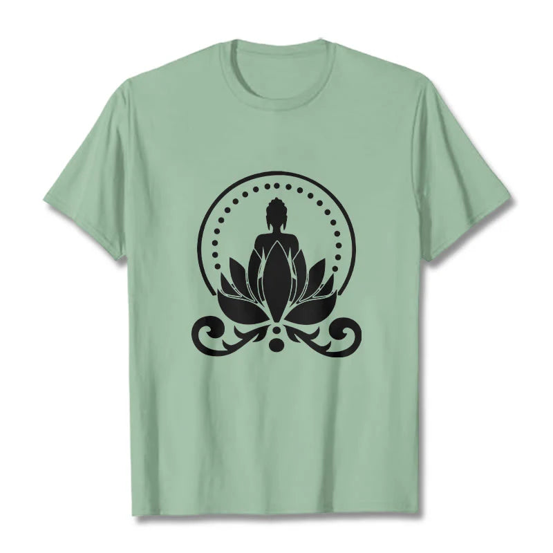 Buddha Stones Meditation Buddha Seated On A Lotus Flower Tee T-shirt