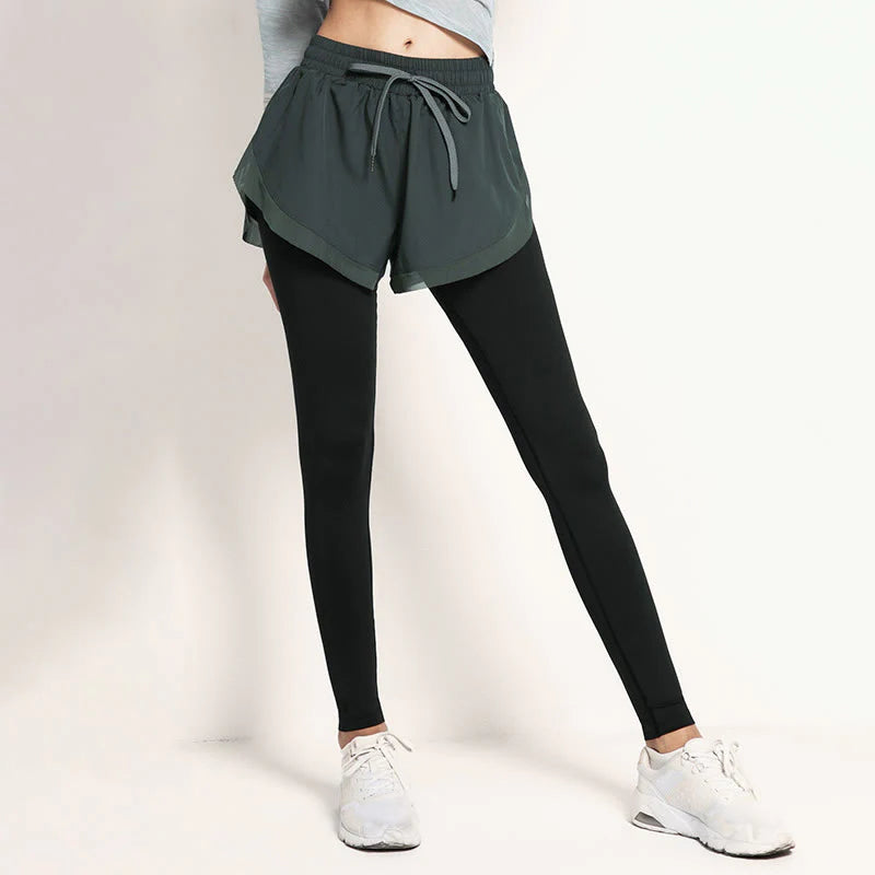 Buddha Stones 2 In 1 Sports Tights Outdoor Fitness Women's Leggings Yoga Pants