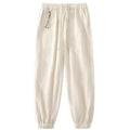 Buddha Stones Summer Ramie Linen Cotton Ankle-Length Elastic Cuffs Tapered Men's Pants With Pockets