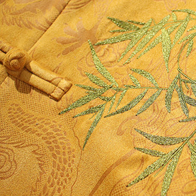 Buddha Stones Bamboo Dragon Frog-Button Desgin Long Sleeve Men's Jacket