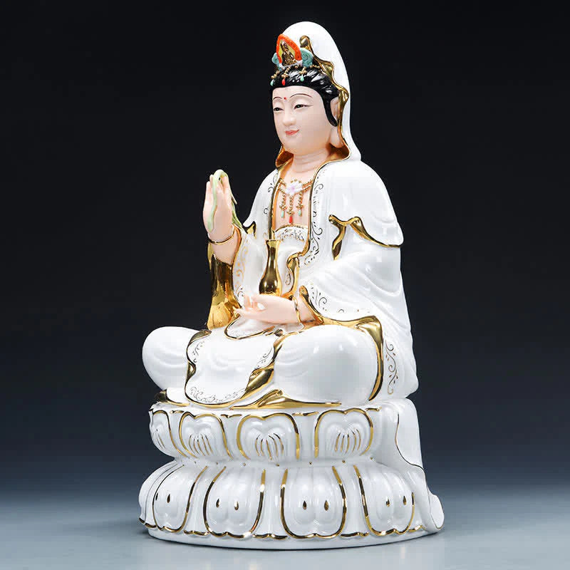 Buddha Stones Chenrezig Bodhisattva Avalokitesvara Success Ceramic Statue Home Decoration