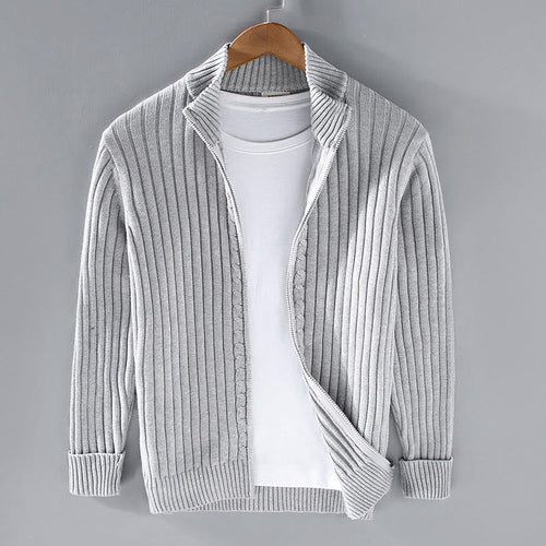 Buddha Stones Spring Plain Zipper Design Cotton Men's Long Sleeve Mock Neck Jacket