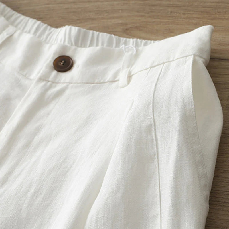 Buddha Stones Casual Retro Plain Women's Cotton Wide Leg Pants With Pockets Zipper