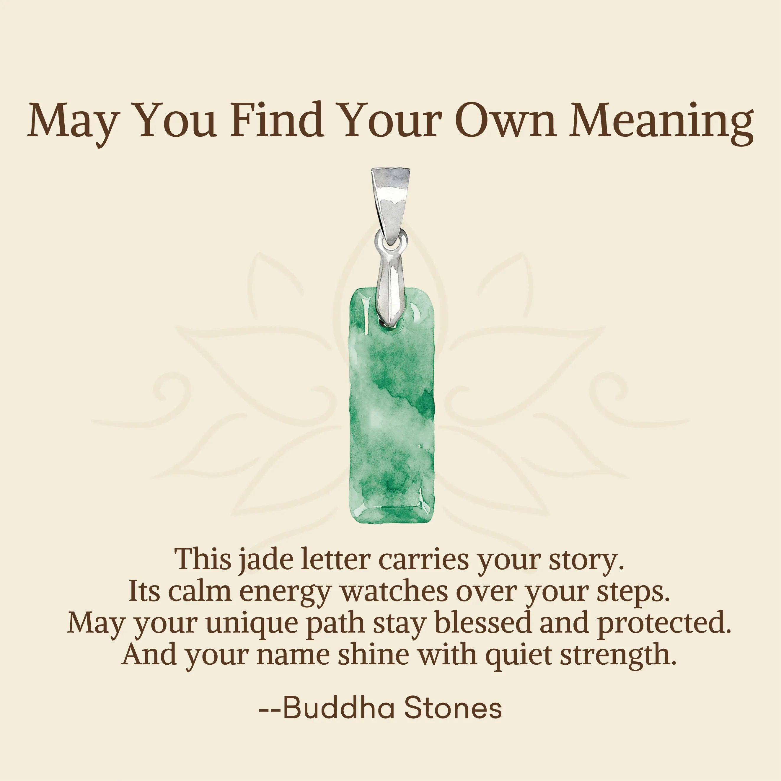 Buddha Stones May You Find Your Own Meaning Natural A-Z Letter Jade 925 Sterling Silver Chain Necklace Includes Gift Message Card