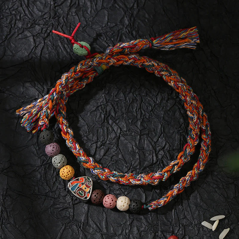 Buddha Stones Dragon Boat Festival Colorful Rope Lava Rock Fu Character Rice Dumplings Luck Braided Bracelet
