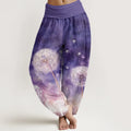 Buddha Stones Cotton Casual Dandelion Pattern Women's Elastic Waist Harem Pants
