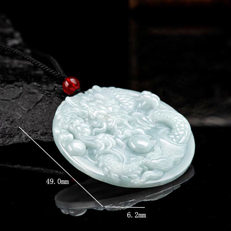 âââA Flash Sale- Buddha Stones Chinese Zodiac Dragon Jade Success Amulet String Necklace