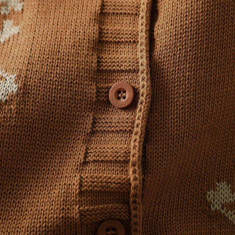Buddha Stones Floral Buttons Cotton Women's Long Batwing Sleeve Knitted Cardigan