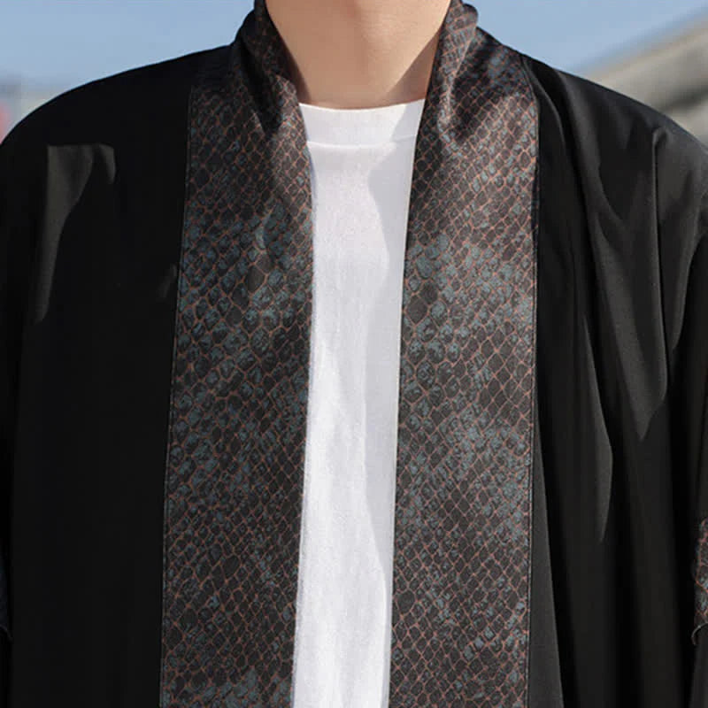 Buddha Stones Summer Casual Zen Lapel Collar Men's Elbow-Length Sleeve Kimono