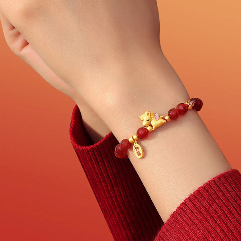 Buddha Stones 925 Sterling Silver Year Of The Horse Red Agate Lucky Fortune Confidence Bracelet