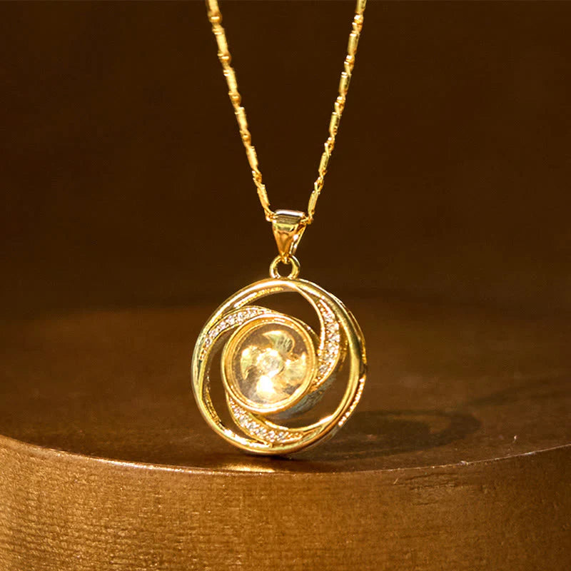 Buddha Stones Gold plated Copper Brass Rotatable Windmill Luck Necklace Pendant