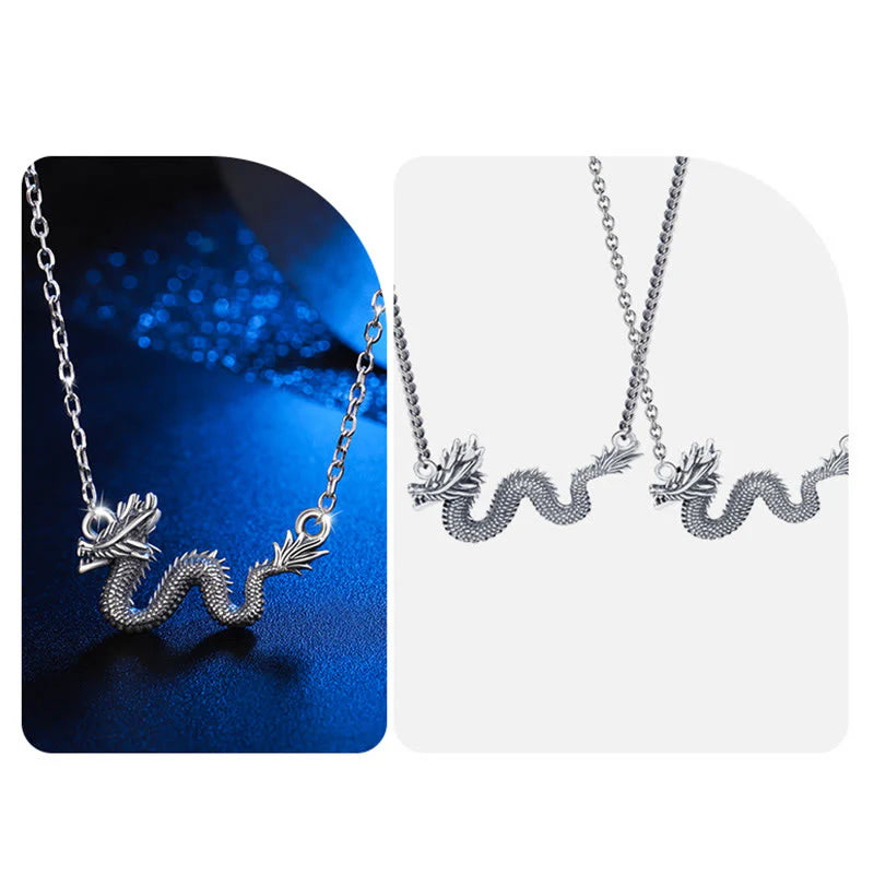 Buddha Stones 925 Sterling Silver Year Of The Dragon Auspicious Dragon Protection Chain Necklace Pendant