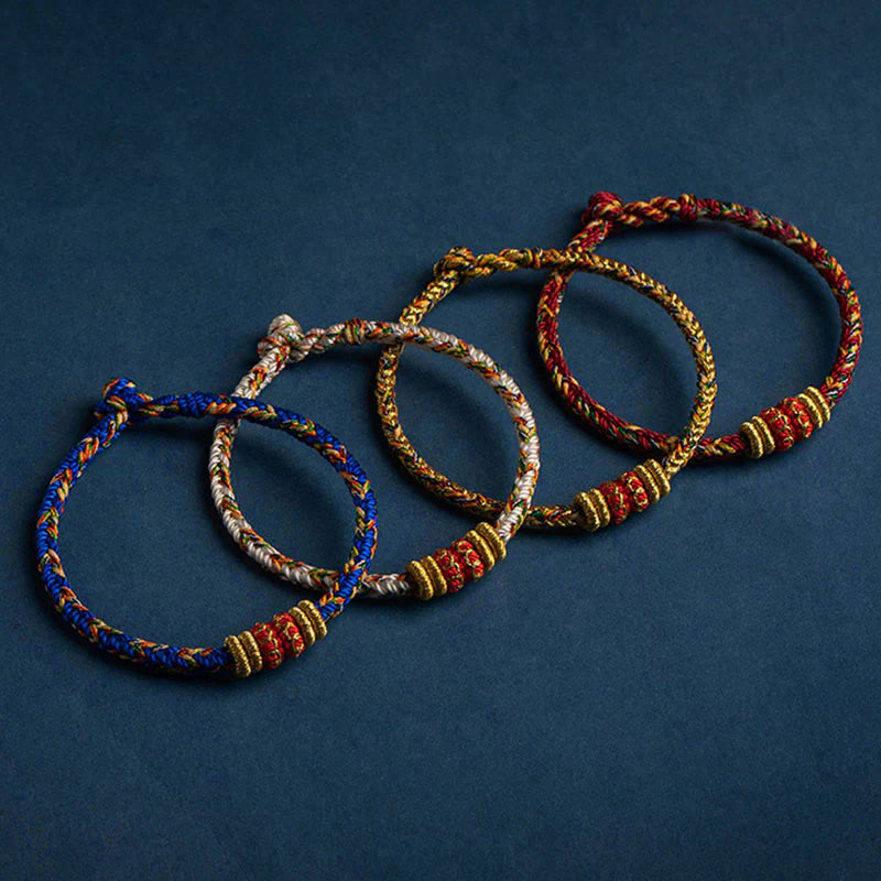 Buddha Stones Tibet Handmade Chinese Zodiac Natal Buddha Luck Strength Braided String Bracelet