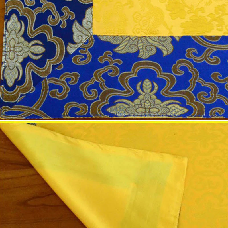 Buddha Stones Brocade Prayer Altar Flower Vajra Dragon Pattern Auspicious Symbols Table Runner
