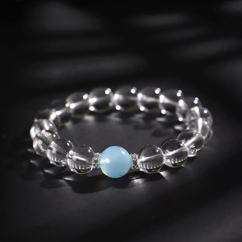 Buddha Stones Clear Quartz Aquamarine Healing Bracelet