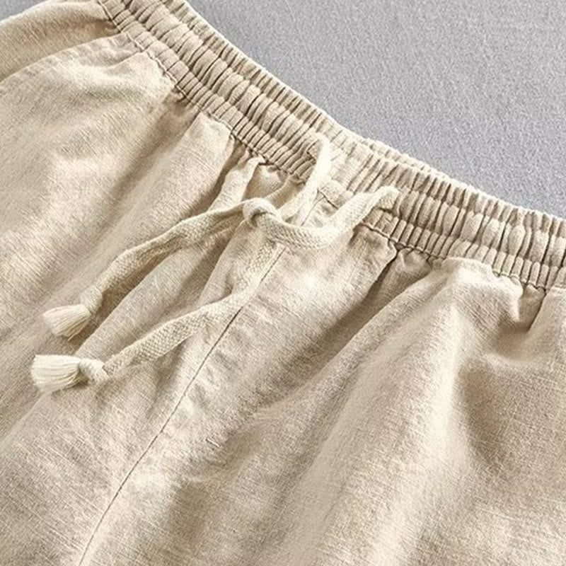 Buddha Stones Drawstring Elastic Waist Cotton Men's Shorts With Pockets