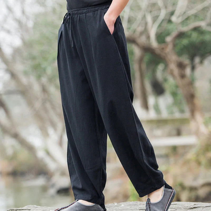 Buddha Stones Plain Casual Bloomer Men's Pants With Pockets