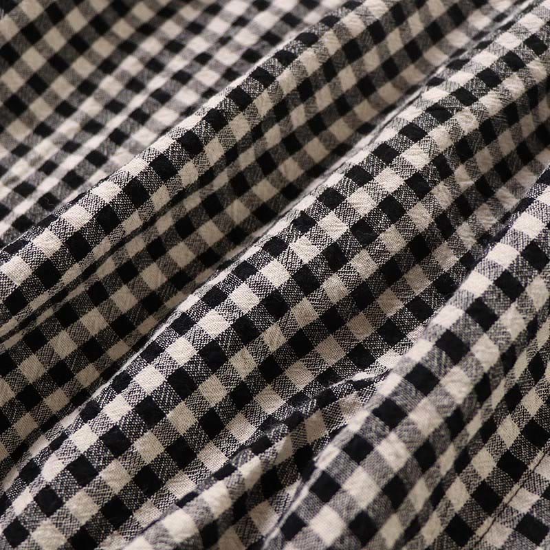 Buddha Stones Long Sleeve Plaid Simple Buttons Ruffled Design Midi Dress With Pockets