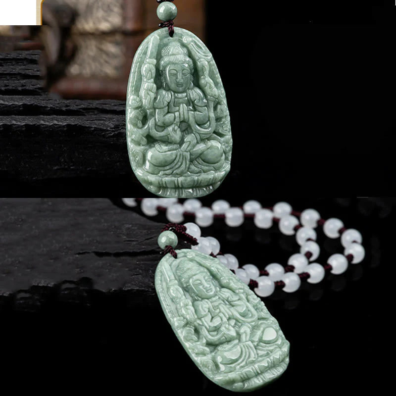 Buddha Stones Chinese Zodiac Natal Buddha Natural Jade Wealth Prosperity Necklace Pendant (Extra 30% Off | USE CODE: FS30)