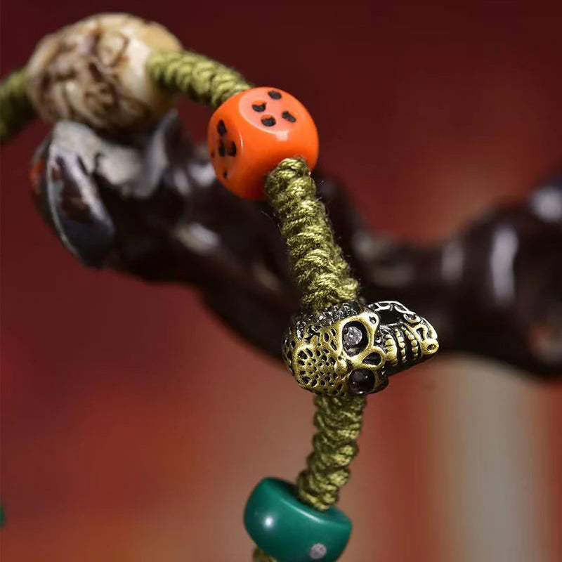Buddha Stones Tibetan Dragon Pattern Dice Handmade Rope Bracelet