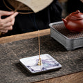 Buddha Stones Mountain Lake Flower Leaf Healing Ceramic Plate Tray Stick Incense Burner Decoration