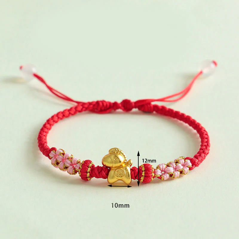Buddha Stones Year Of The Horse Multicolored String Peach Blossom Knot Red String Luck Bracelet