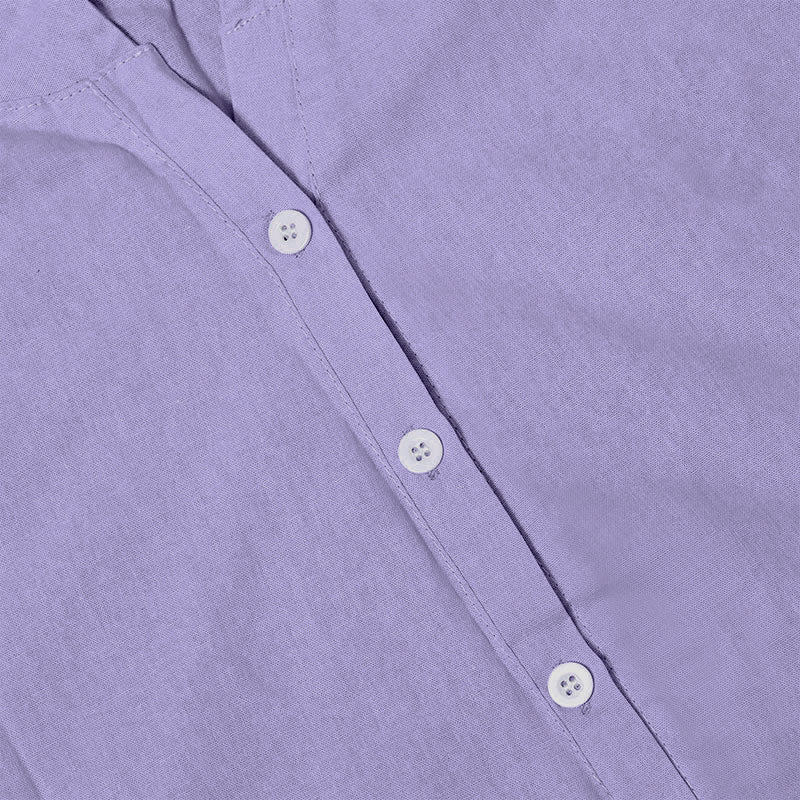Buddha Stones Casual Plain Button Notched Collar Women's Short Sleeve Shirt