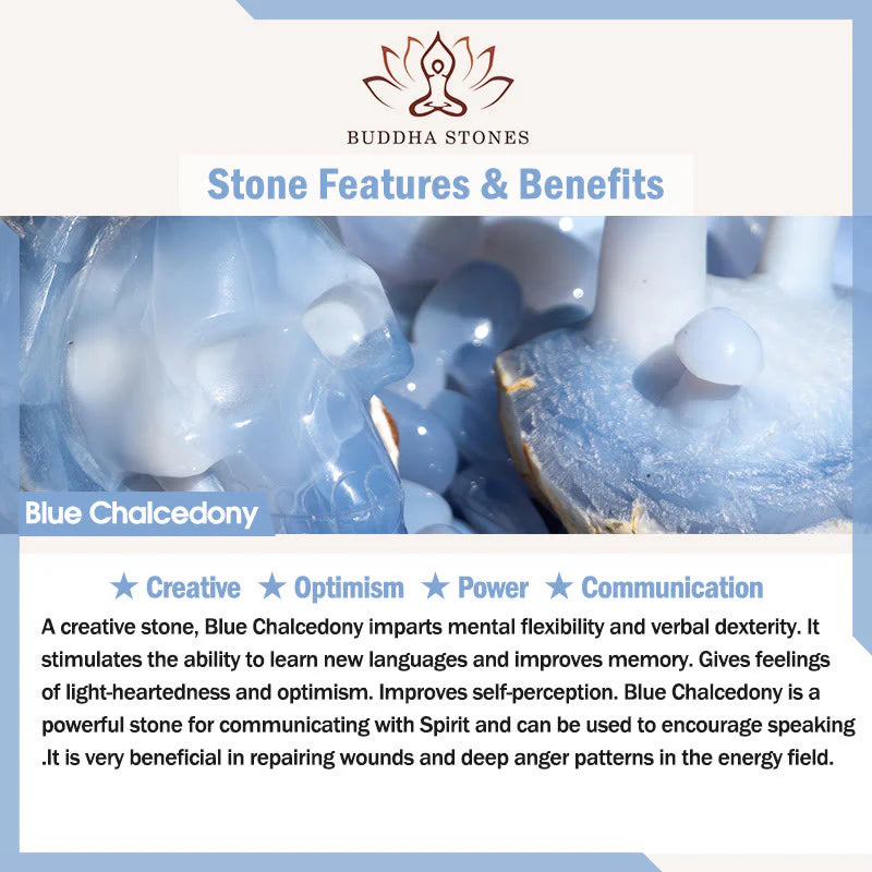 Buddha Stones Fu Character Blue Chalcedony Emotional Balance Key Chain Phone Hanging Decoration