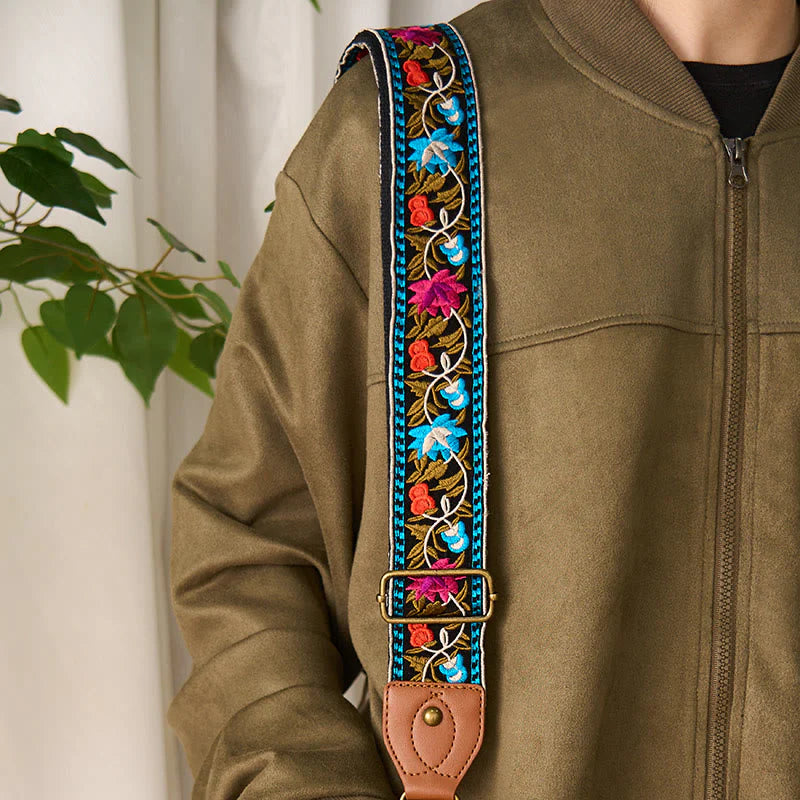 Buddha Stones Bohemian Flower Vine Geometric Embroidery Adjustable Handbags Crossbody Shoulder Bag Purse Straps Replacement