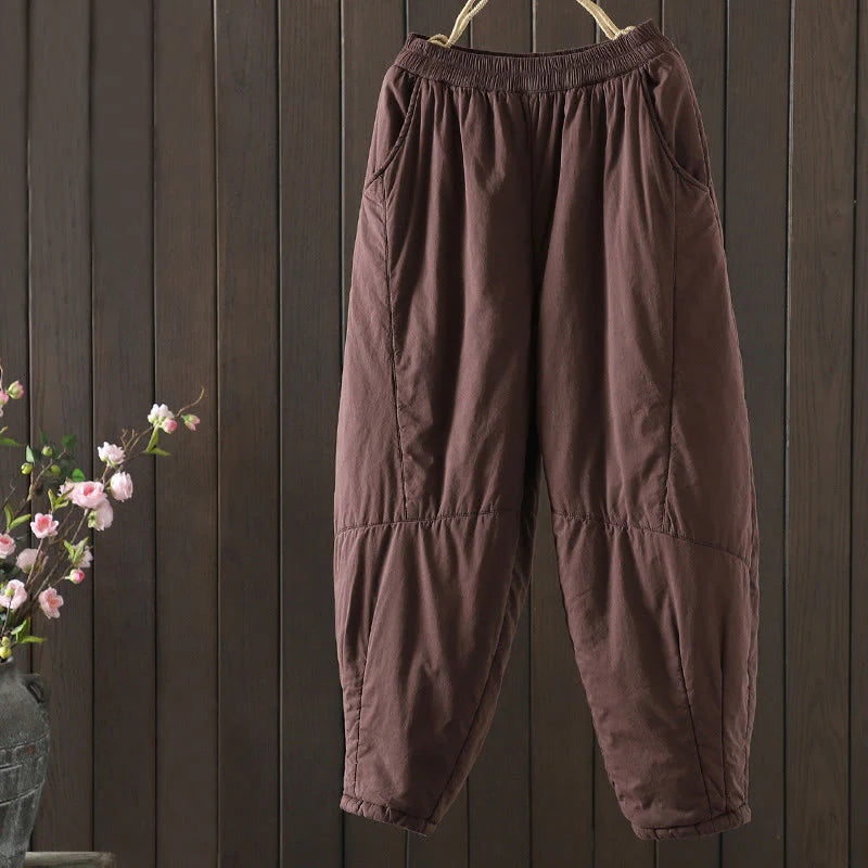 Buddha Stones Plain Warm Women's Harem Pants With Pockets