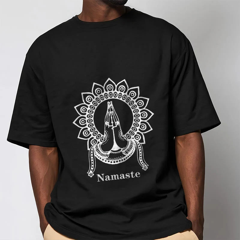 Buddha Stones Namaste Gesture Mandala Pattern Tee T-shirt